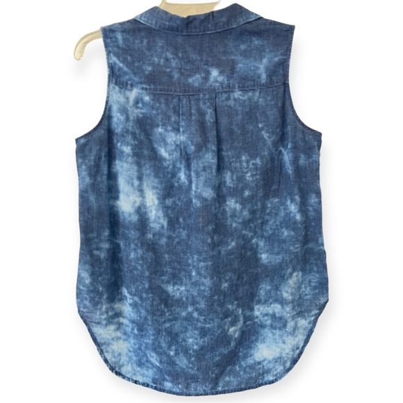 Cloth & Stone Bleach Wash Chambray Button Down Sleeveless Tank Shirt Med (ff) - Picture 7 of 13